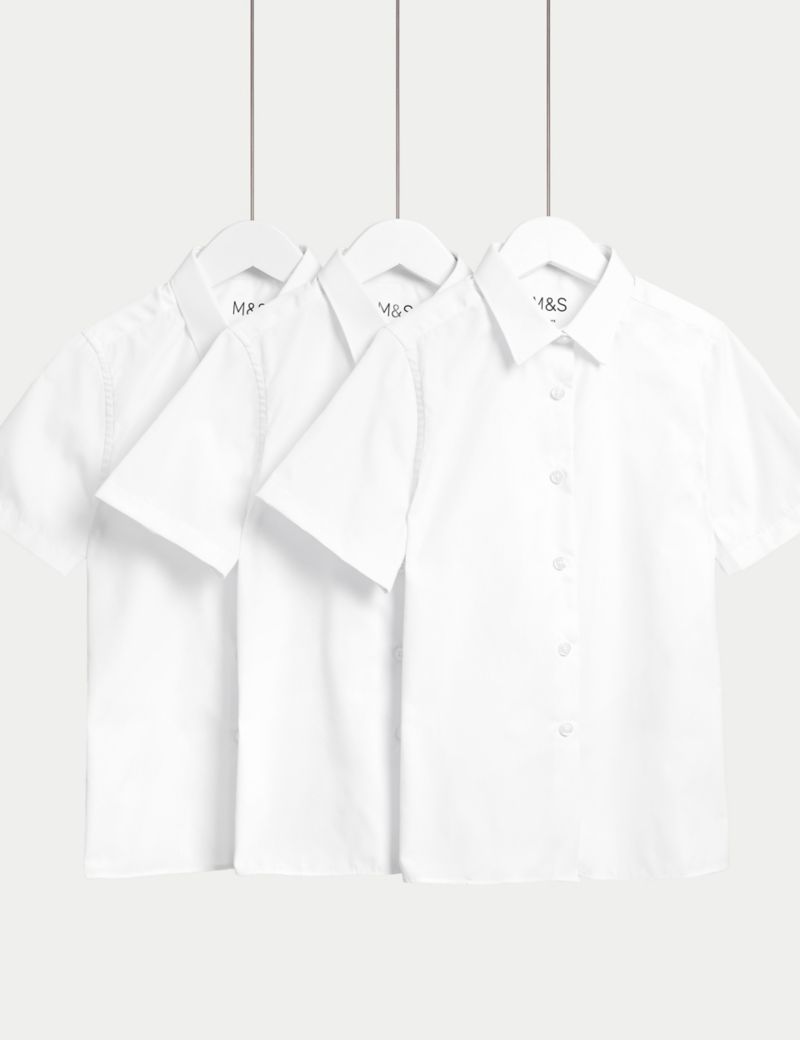 3pk Girls' Easy Iron School Shirts (2-16 Yrs)