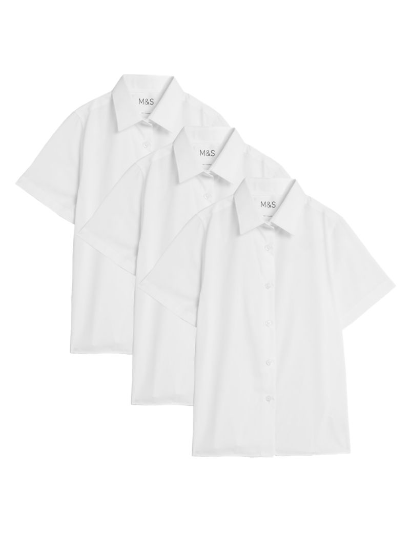 3pk Girls' Easy Iron School Shirts (2-16 Yrs)