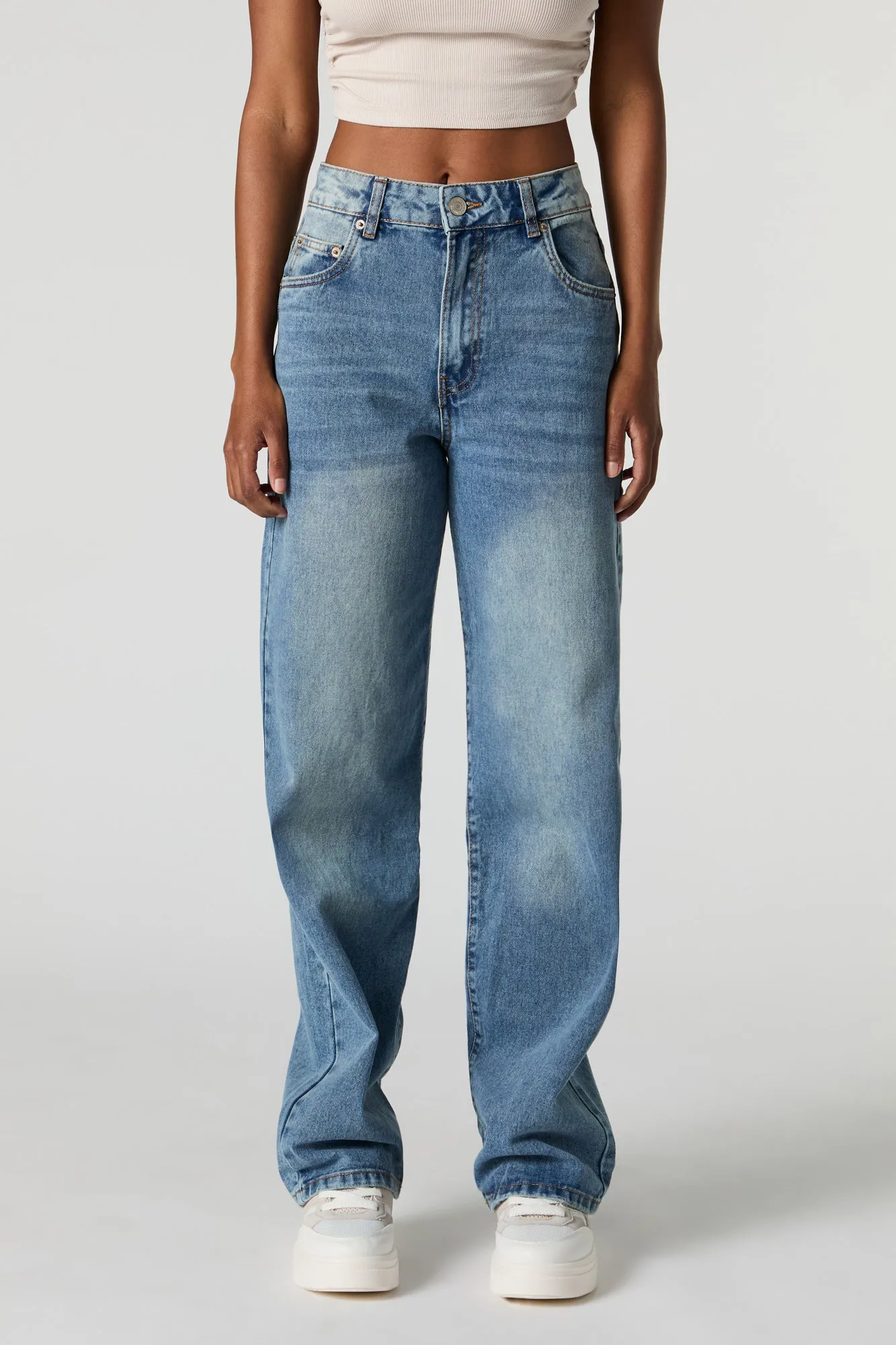 90's High Rise Wide Leg Vintage Wash Jean