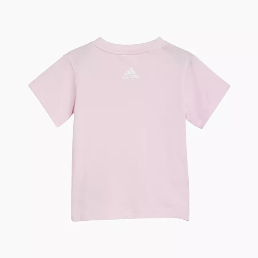 Adidas Essentials Lineage Organic Cotton Kids Unisex T-shirt and Shorts Set (0-4 year) -Clear Pink/White