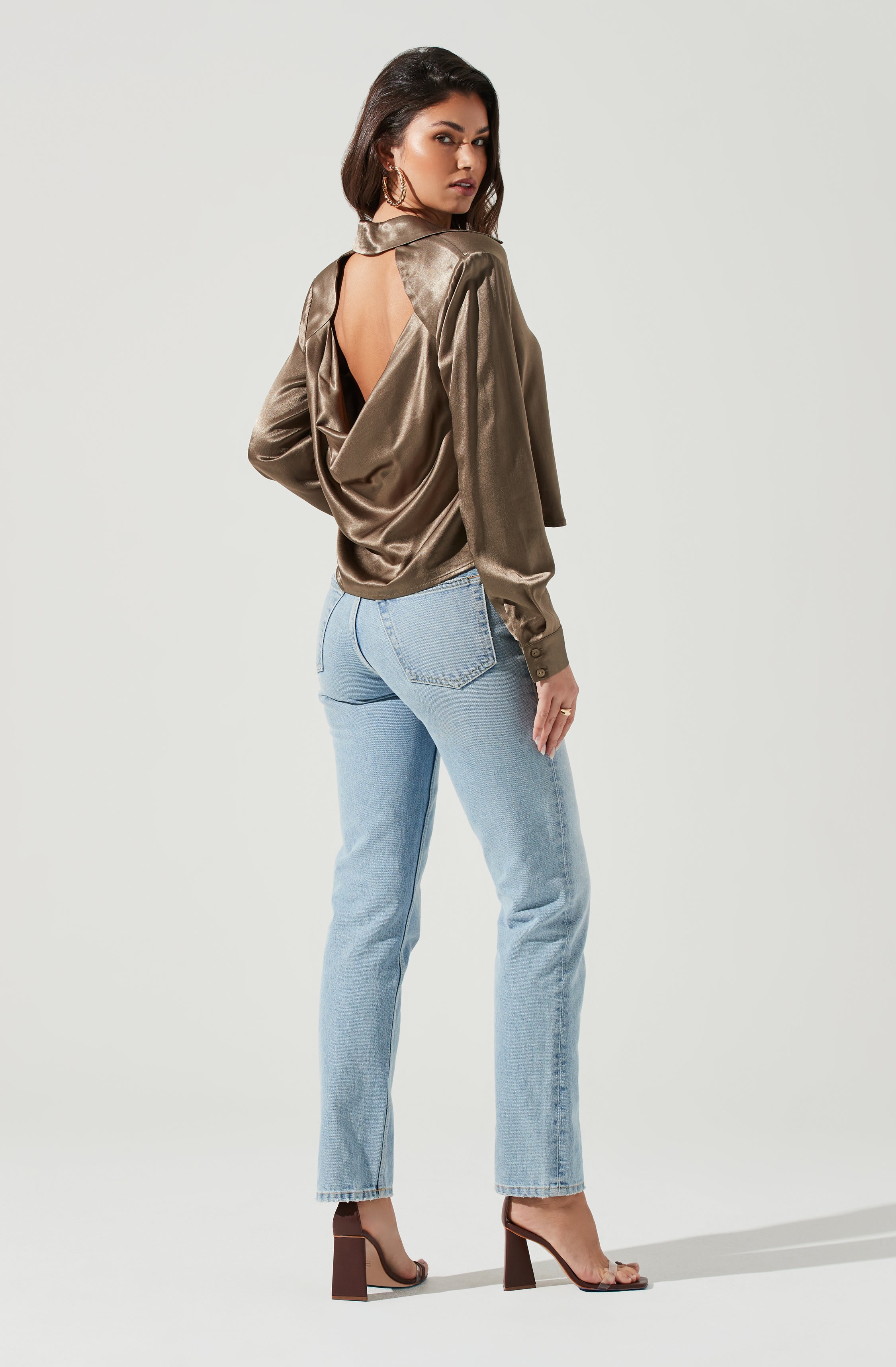 Aldina Open Back Button Down Top