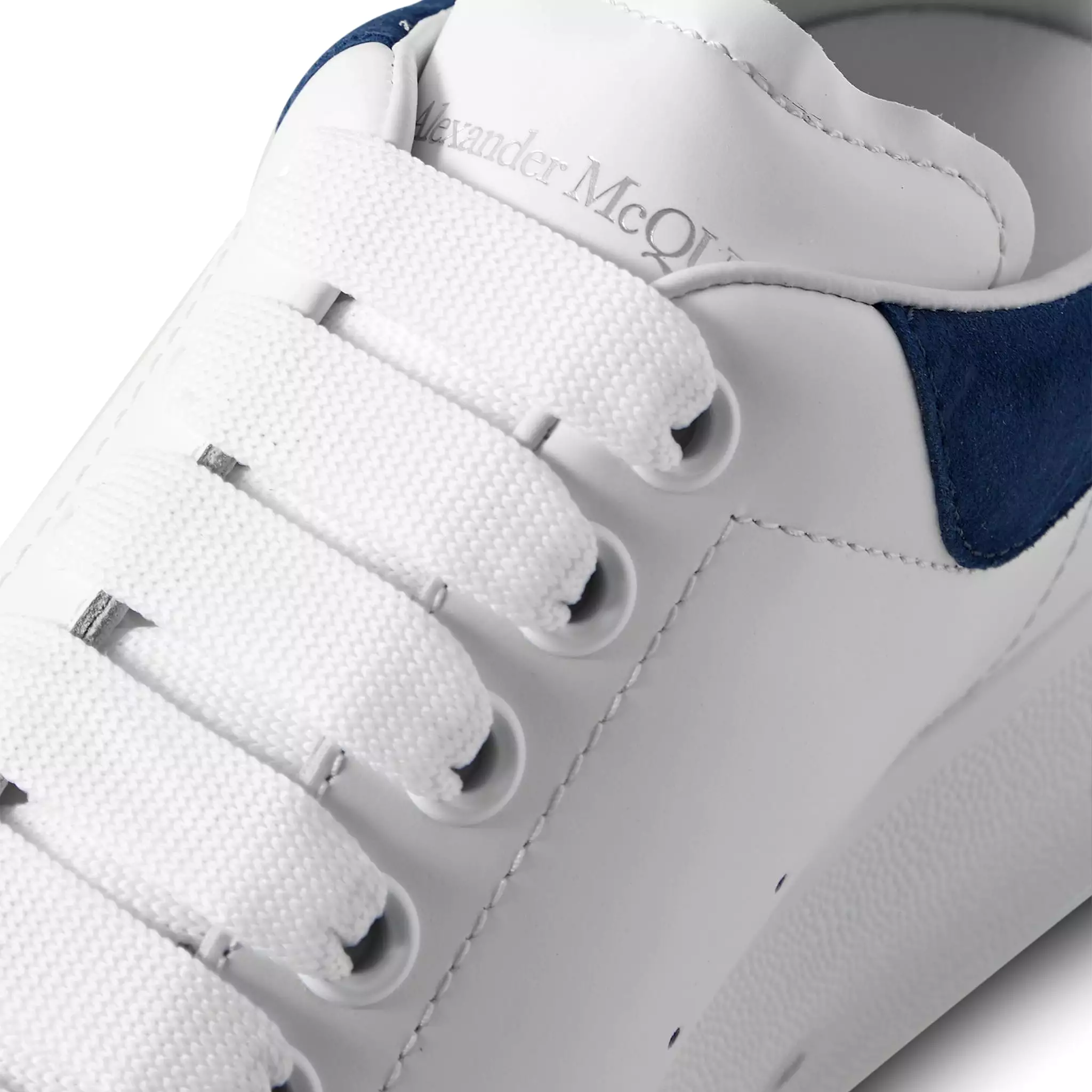 Alexander Mcqueen Raised Sole White Navy Suede Sneaker