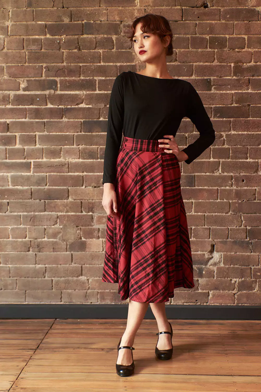 Anna Rose Red & Black Chequer Skirt