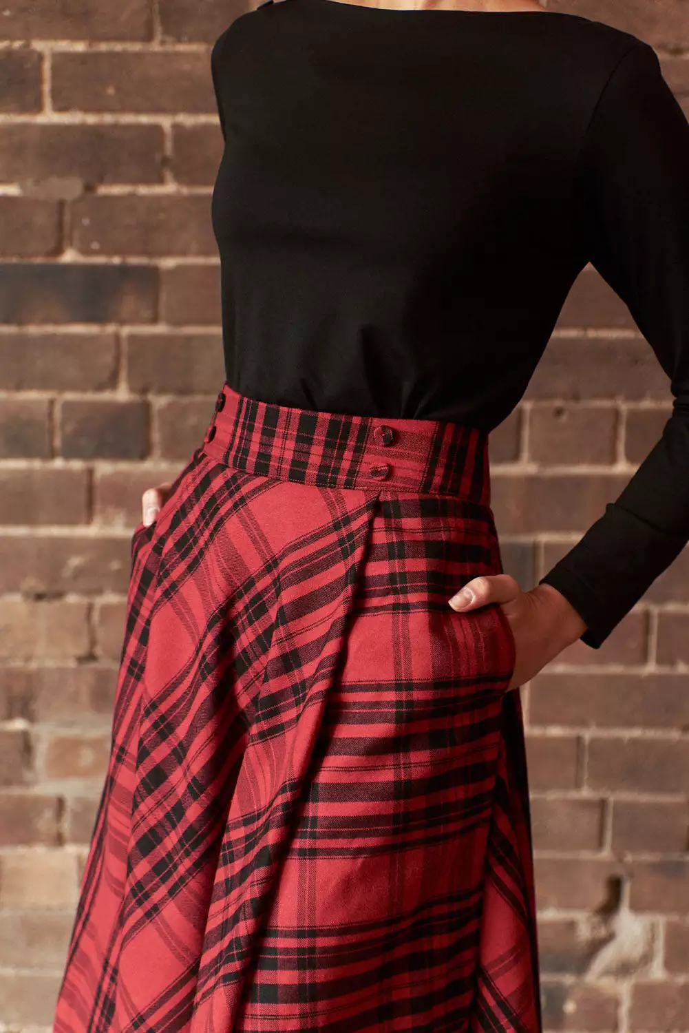 Anna Rose Red & Black Chequer Skirt