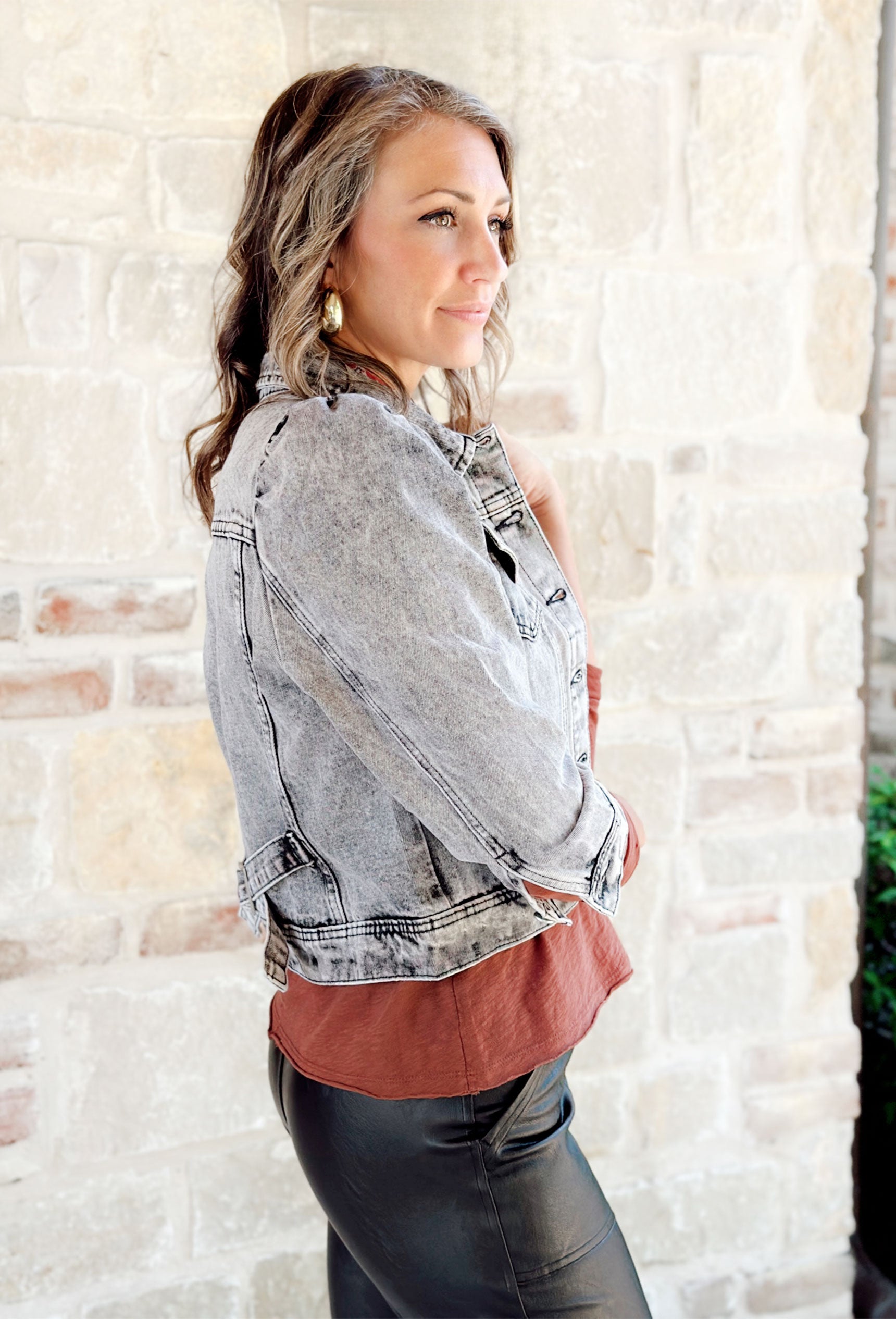 Bianca Denim Jacket in Charcoal