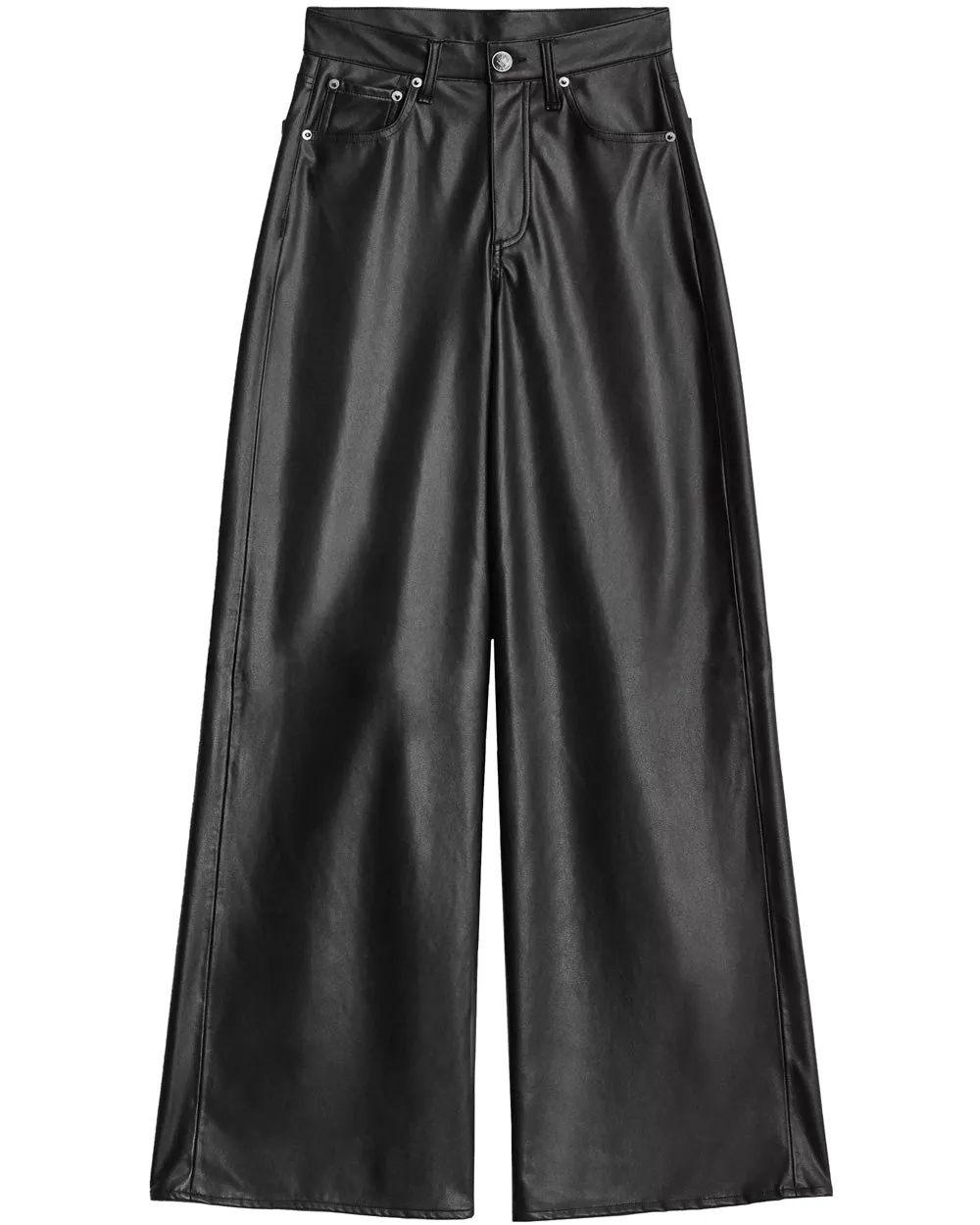 Black Vegan Leather Sofie Wide Leg Pant