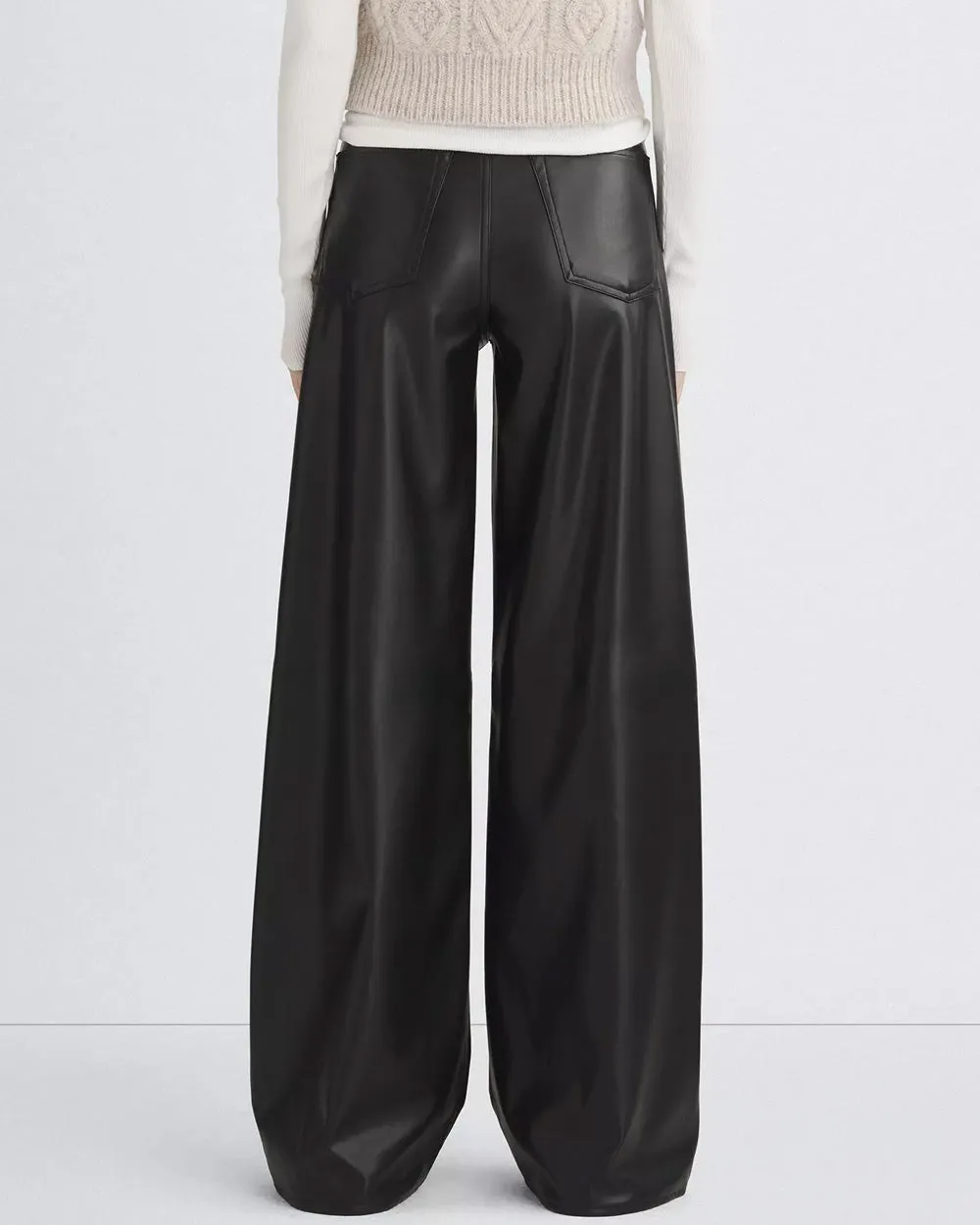 Black Vegan Leather Sofie Wide Leg Pant