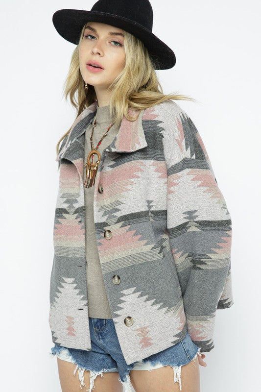 Blue B Soft Comfy Light Weight Aztec Pattern Jacket