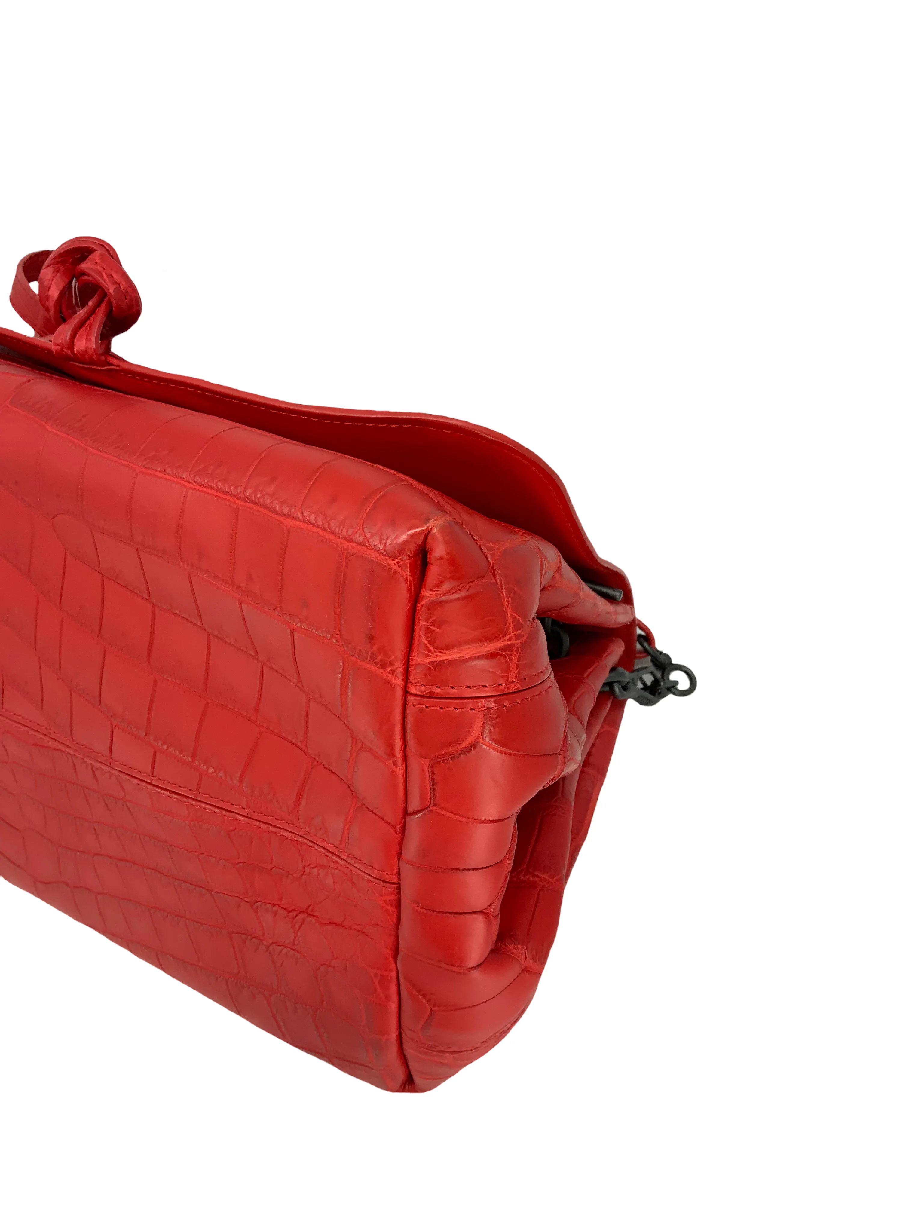 Bottega Veneta Crocodile Large Flap Bag with Shoulder Strap