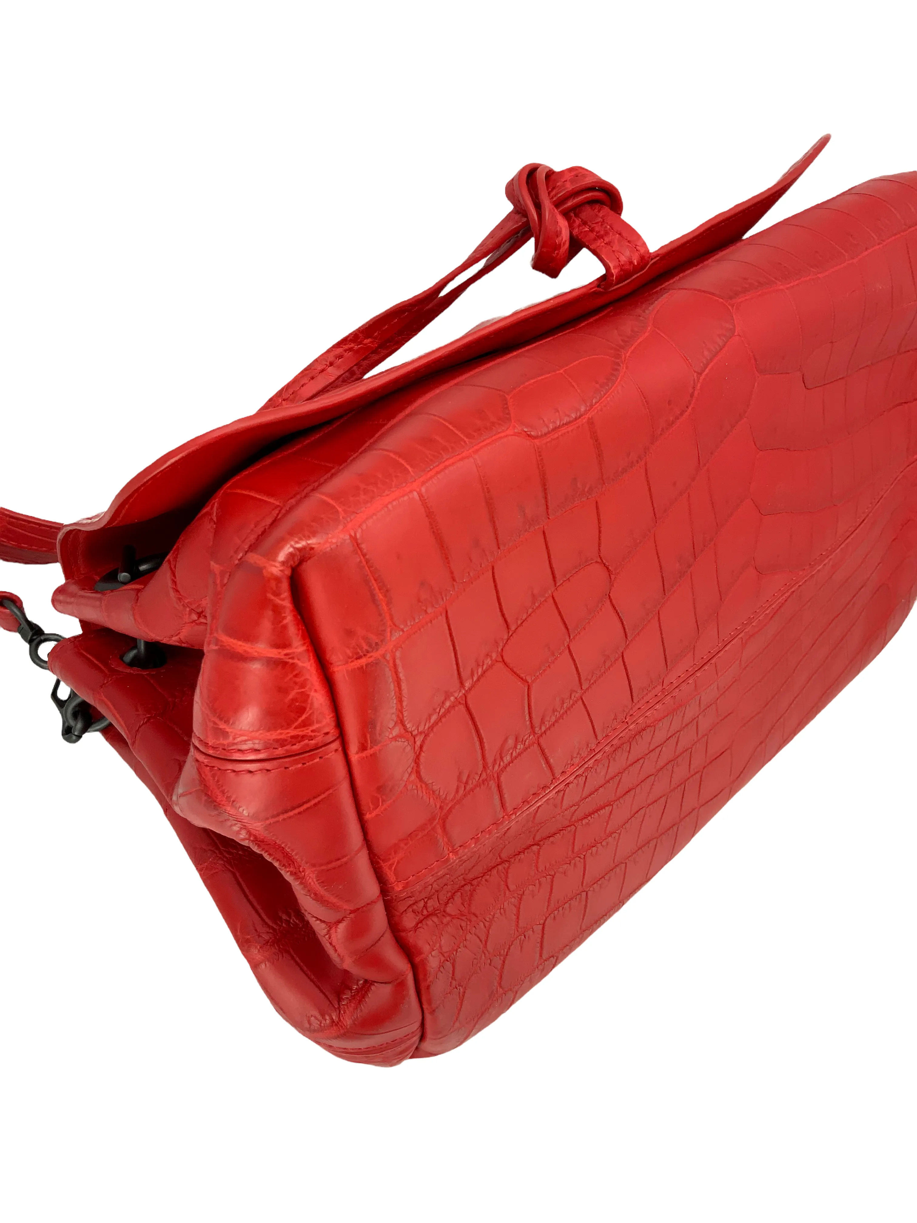 Bottega Veneta Crocodile Large Flap Bag with Shoulder Strap