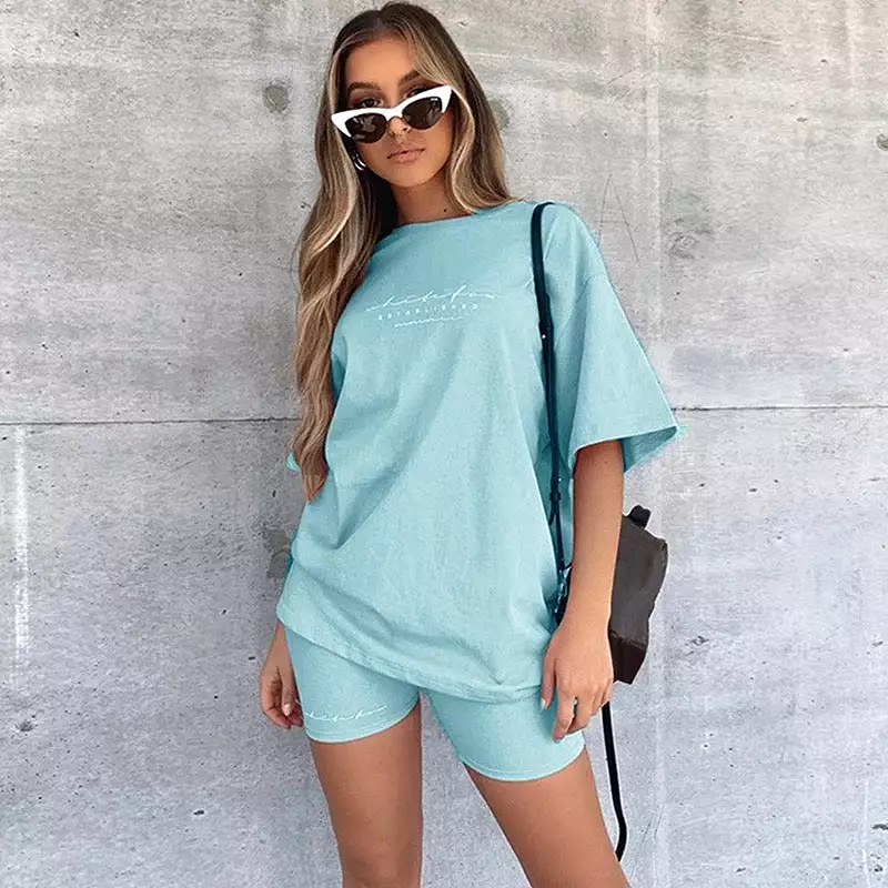 Casual Basic Oversize Shirt and Shorts Set