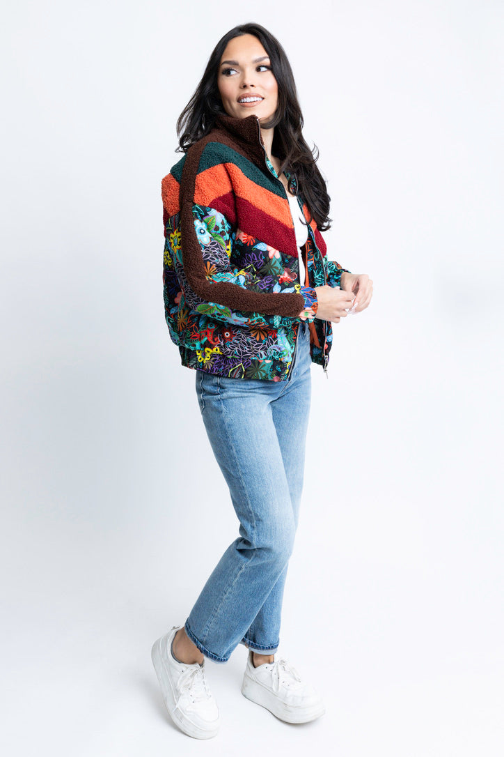 Chevron Floral Puffer Jacket