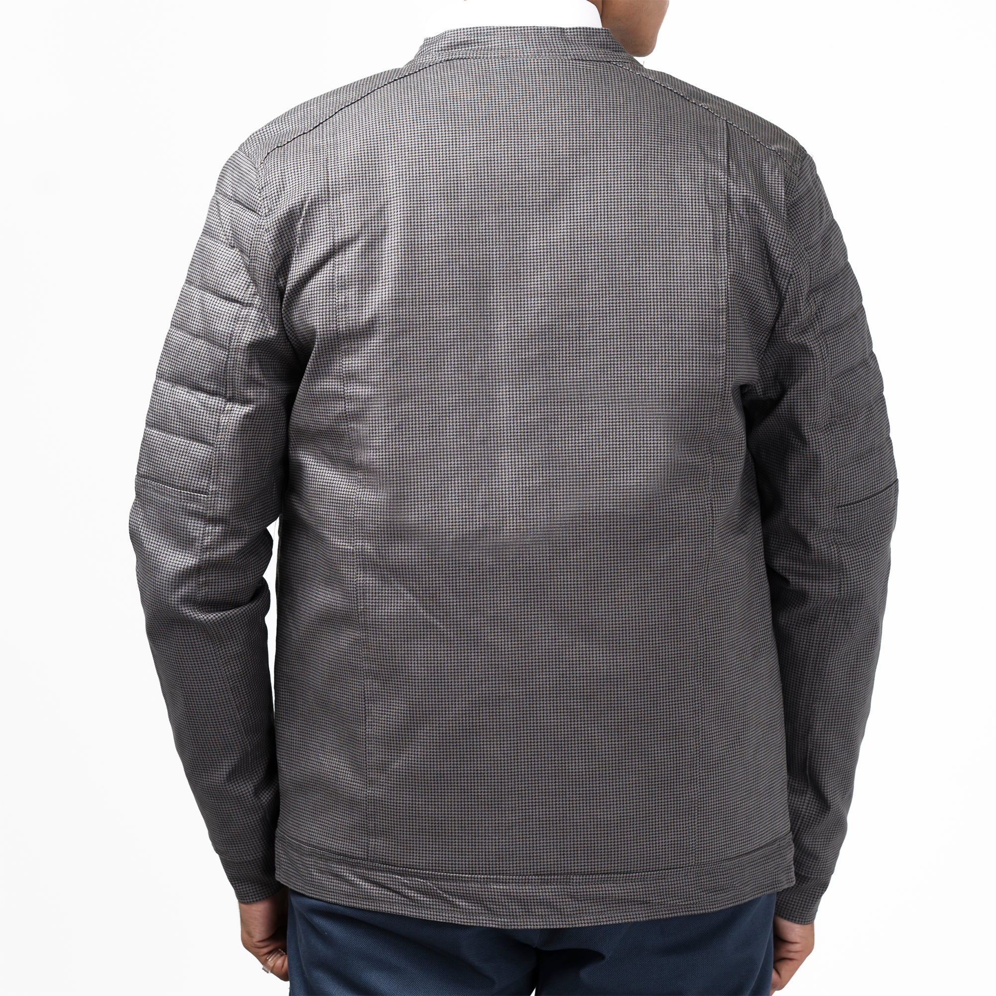 Cotton Checkered Jacket-Grey