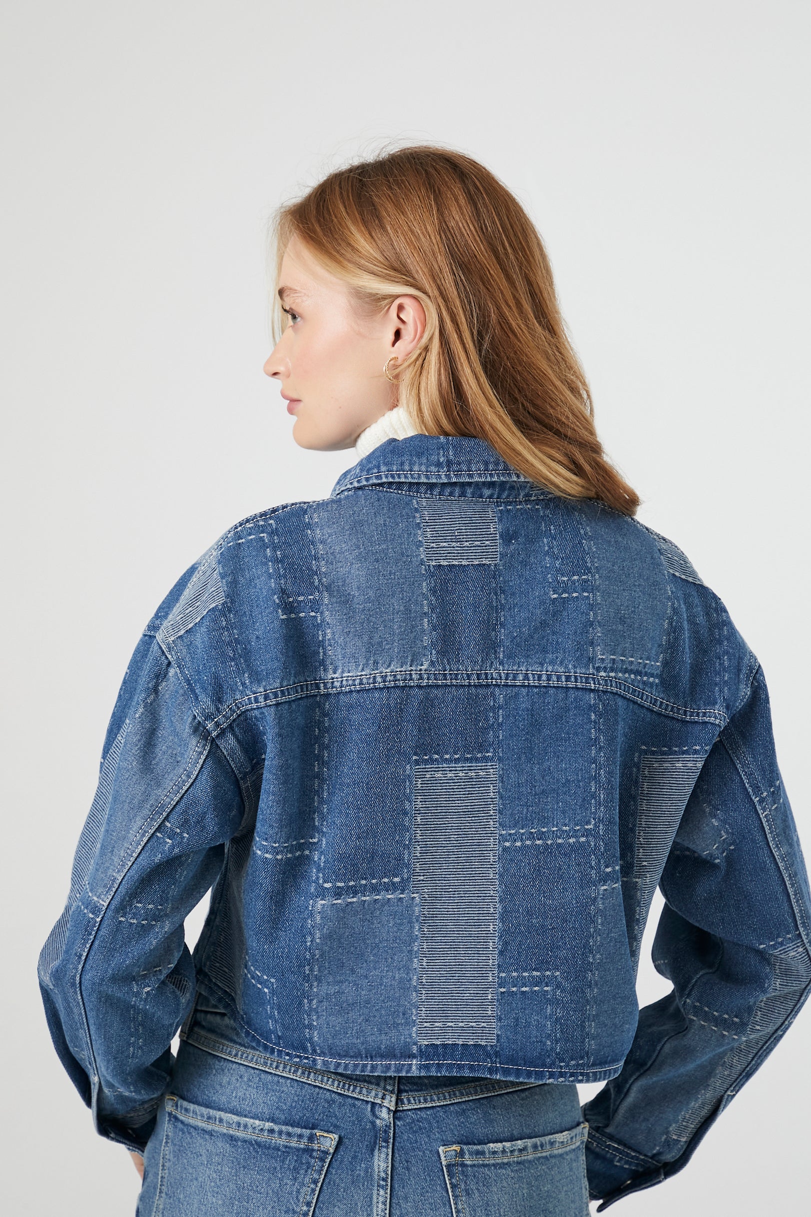 Cropped Patchwork Denim Jacket