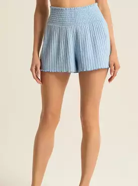 Dawn Smocked Rib Short - Blue Jay