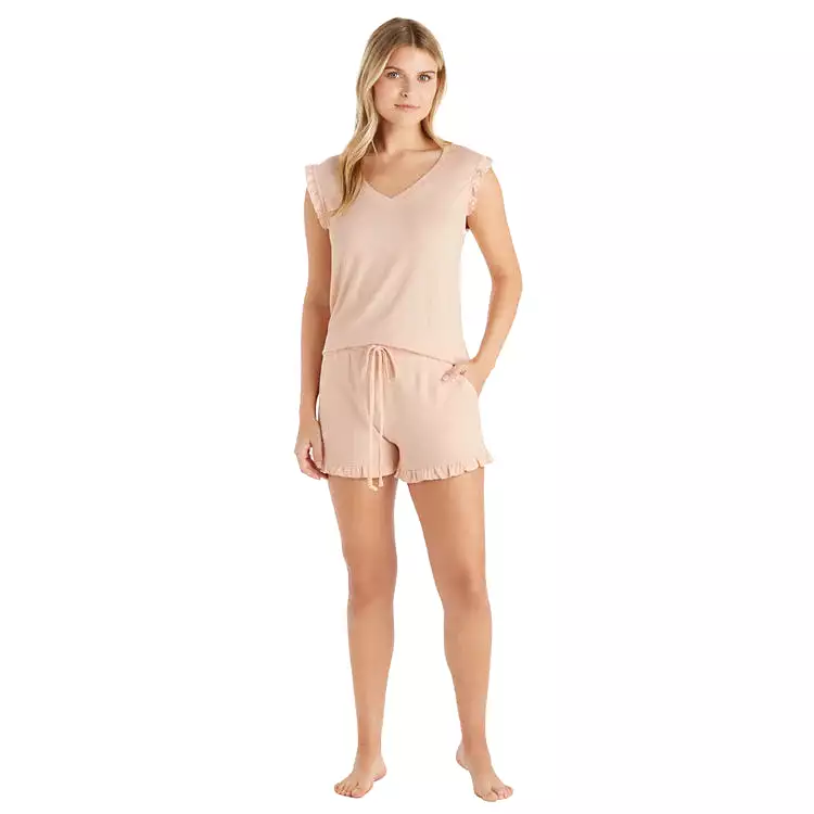 Dream Ruffle Top and Shorts Set Softies- Apricot