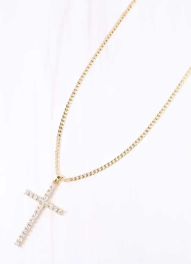 Erika CZ Cross Necklace GOLD