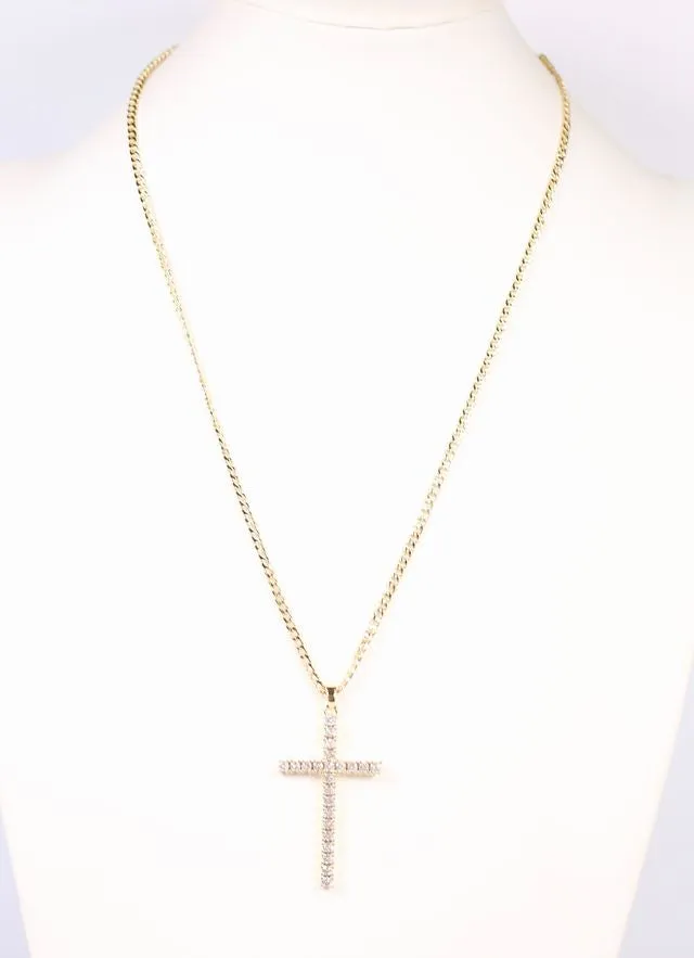 Erika CZ Cross Necklace GOLD