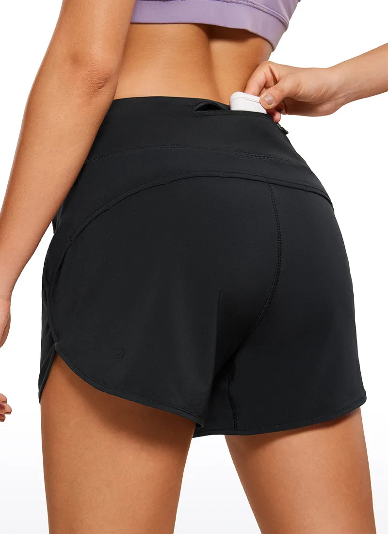 Feathery-Fit Soft High Rise Lined Shorts with Back Pocket 4''