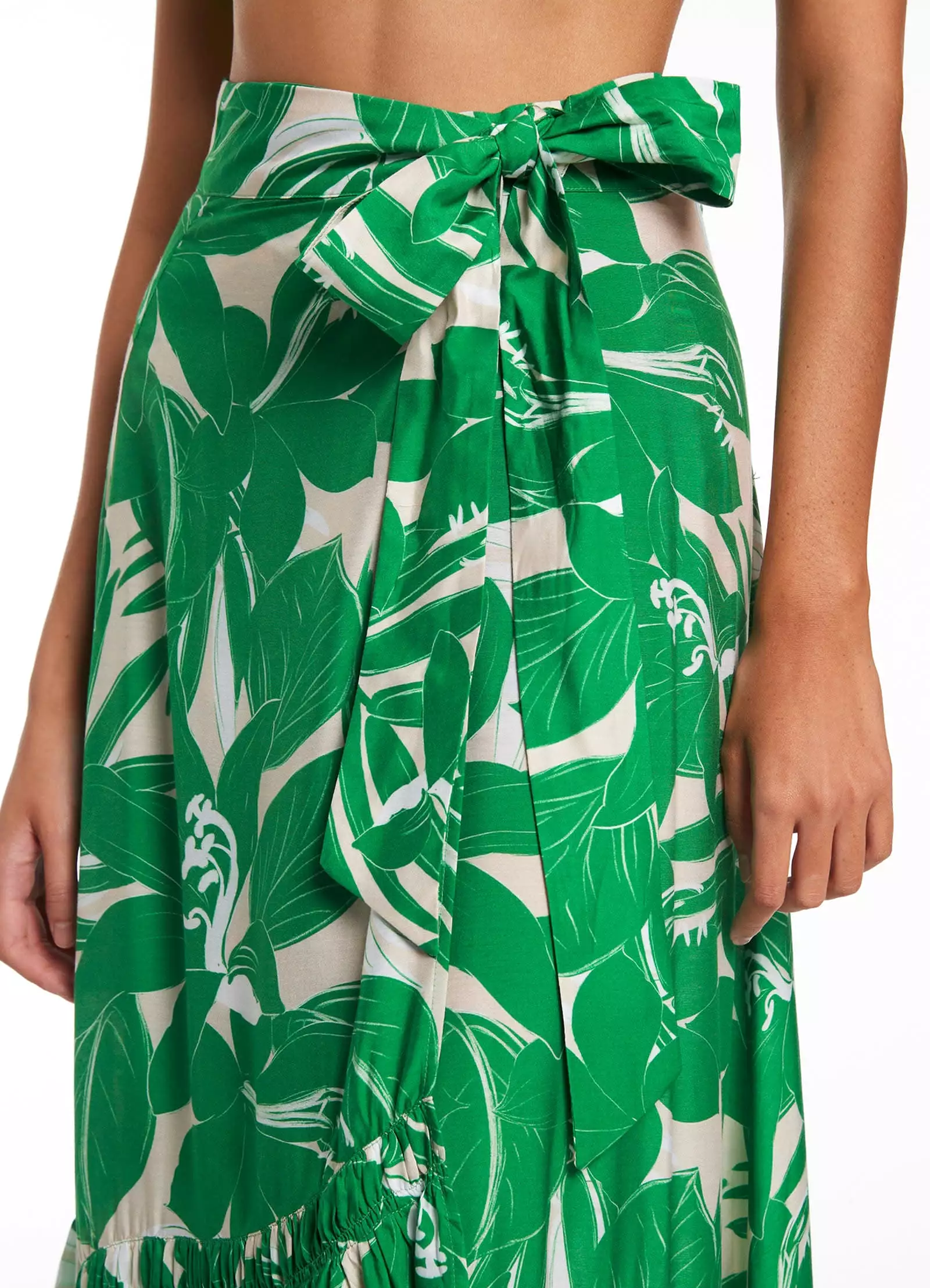 Floreale Ruffle Wrap Skirt - Green