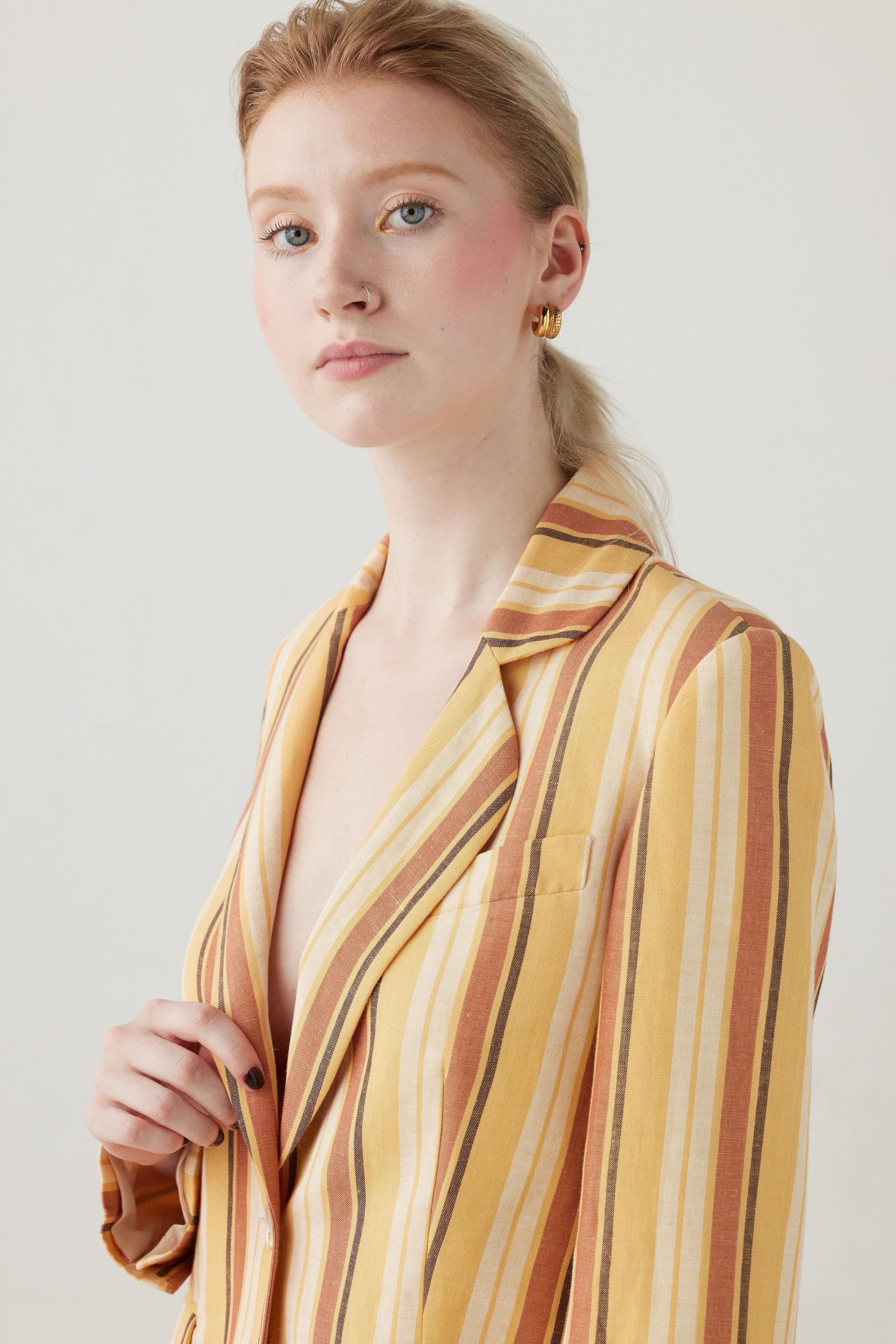 Gatsby Jacket in Linen Stripe