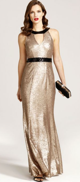 Gold Sequin Keyhole Gown