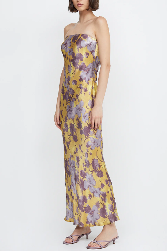 Golden Violet Moondance Strapless Gown