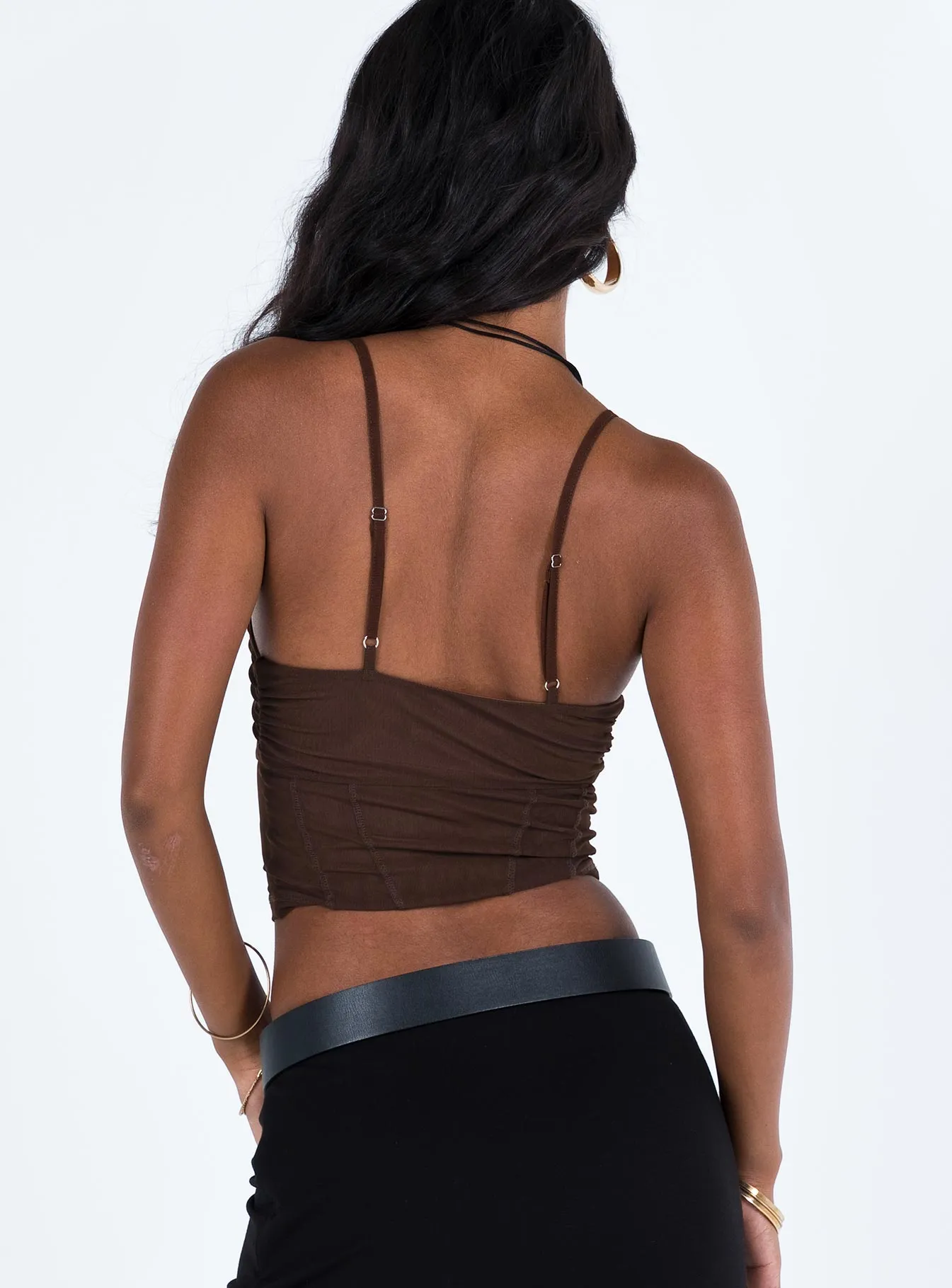 Hanslow Mesh Corset Cami Chocolate