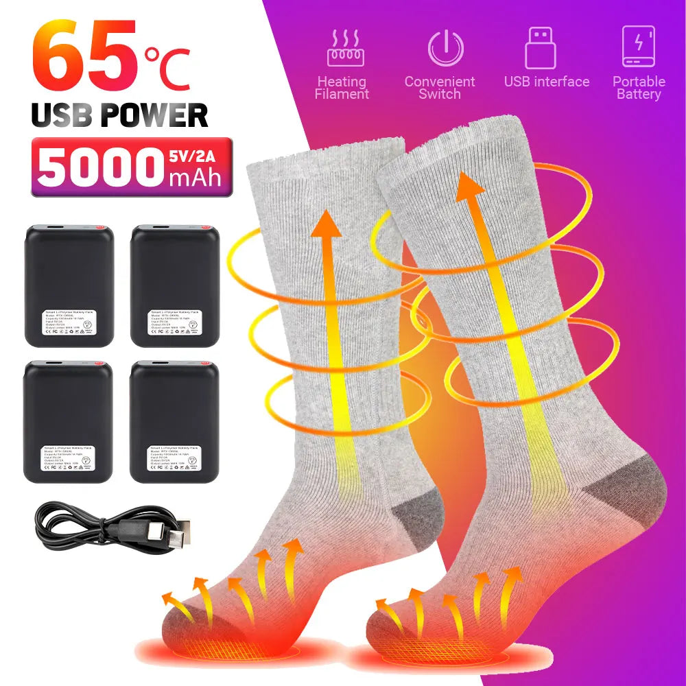 Heated Socks Rechargeable Electric Thermal Socks Winter Heating Socks Warm Heated  Boots Snowmobile Skiing Sport Foot Warmer