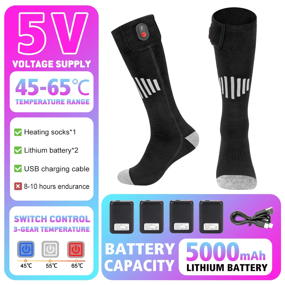 Heated Socks Rechargeable Electric Thermal Socks Winter Heating Socks Warm Heated  Boots Snowmobile Skiing Sport Foot Warmer