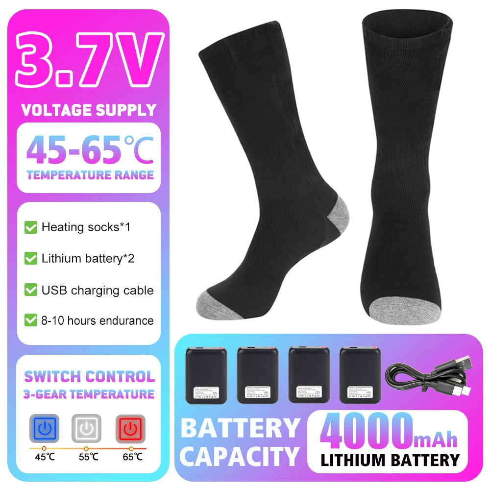 Heated Socks Rechargeable Electric Thermal Socks Winter Heating Socks Warm Heated  Boots Snowmobile Skiing Sport Foot Warmer