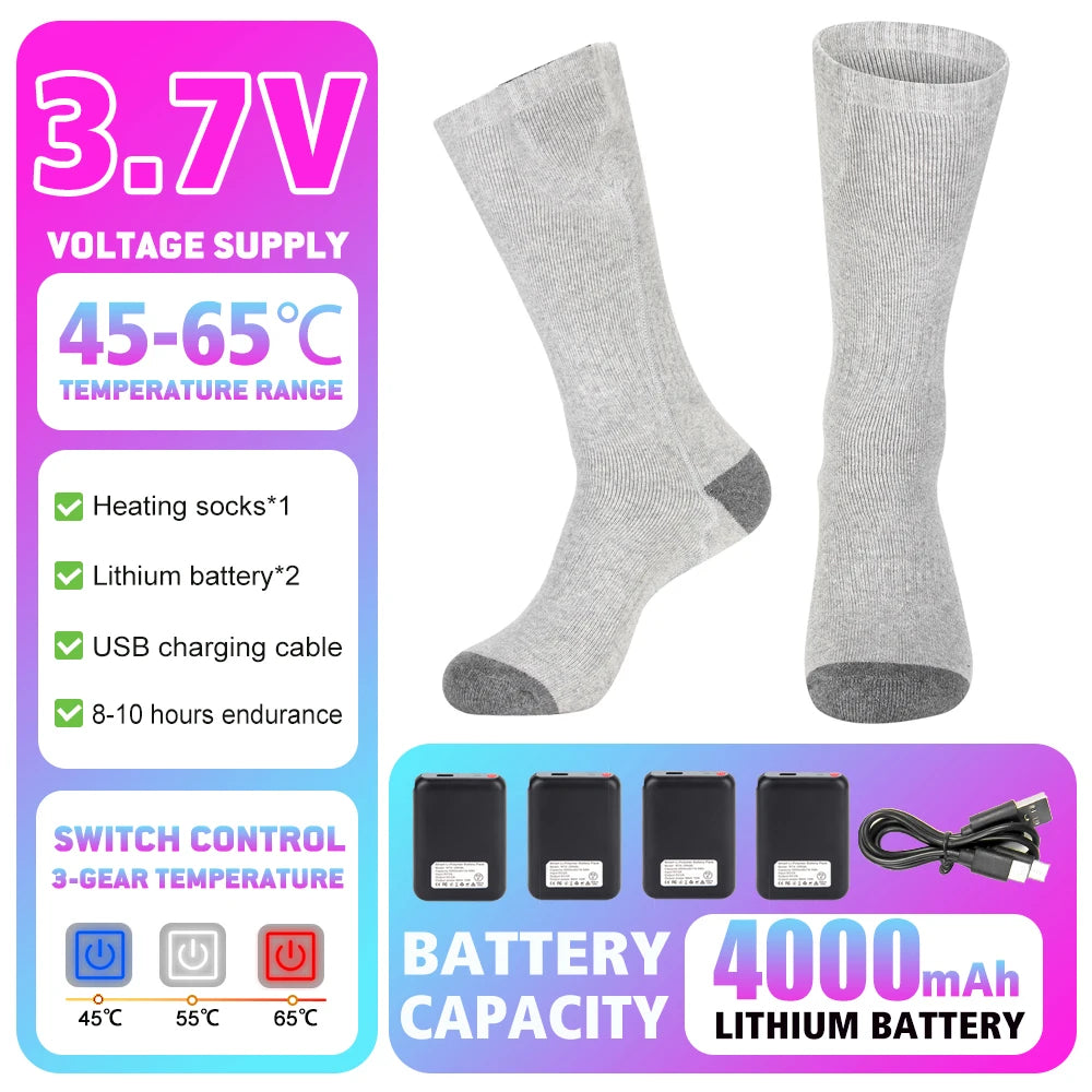 Heated Socks Rechargeable Electric Thermal Socks Winter Heating Socks Warm Heated  Boots Snowmobile Skiing Sport Foot Warmer