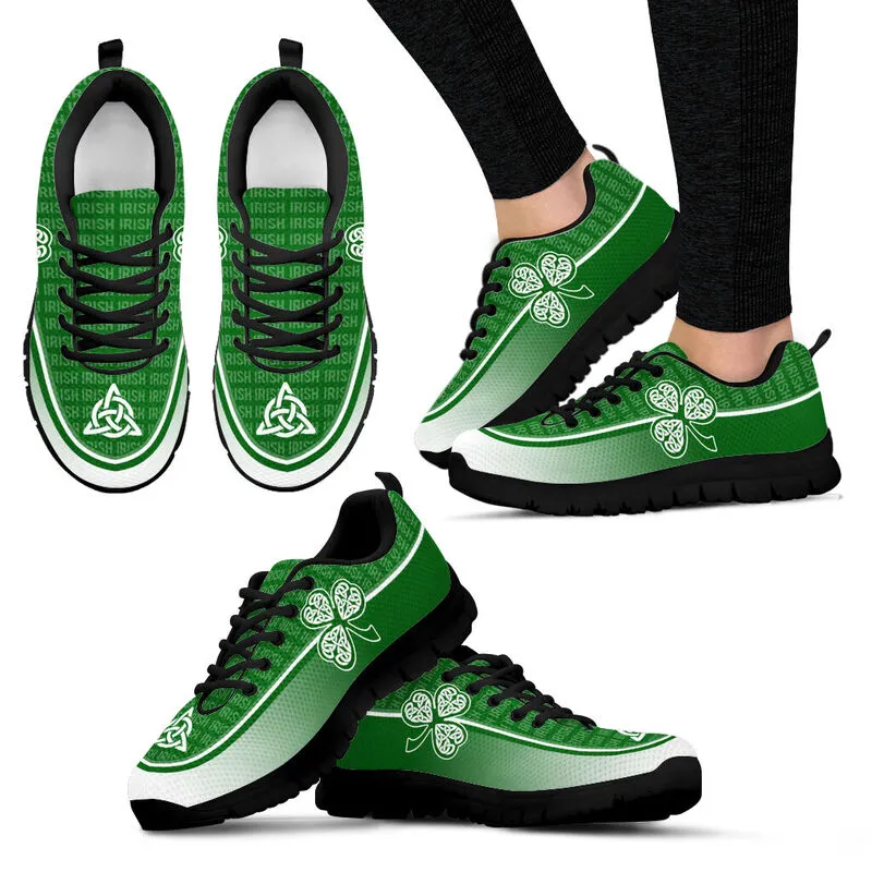 Irish St Patrick’s Day Fitness Sneakers Shoes Irish Line Text Pattern Shamrock