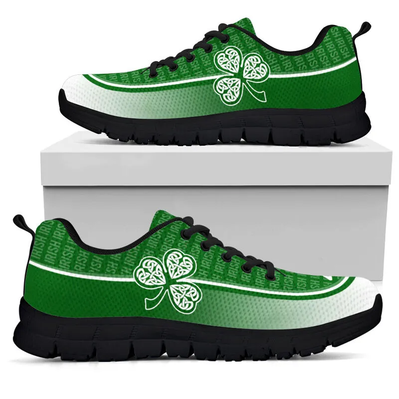 Irish St Patrick’s Day Fitness Sneakers Shoes Irish Line Text Pattern Shamrock