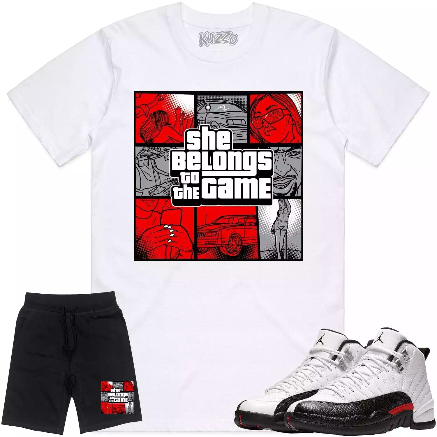 Jordan 12 Red Taxi 12s Sneaker Outfit - RED BELONGS TO THE GAME