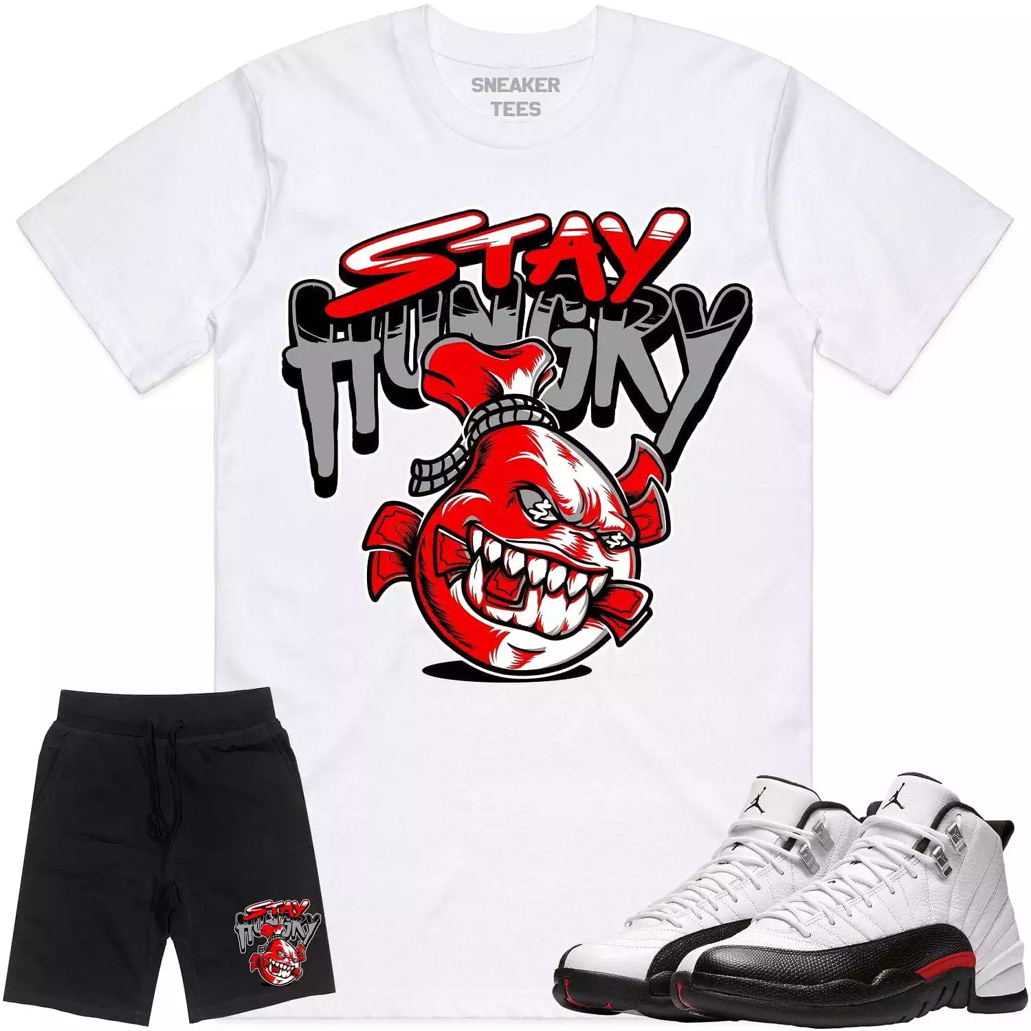 Jordan 12 Red Taxi 12s Sneaker Outfit - RED STAY HUNGRY