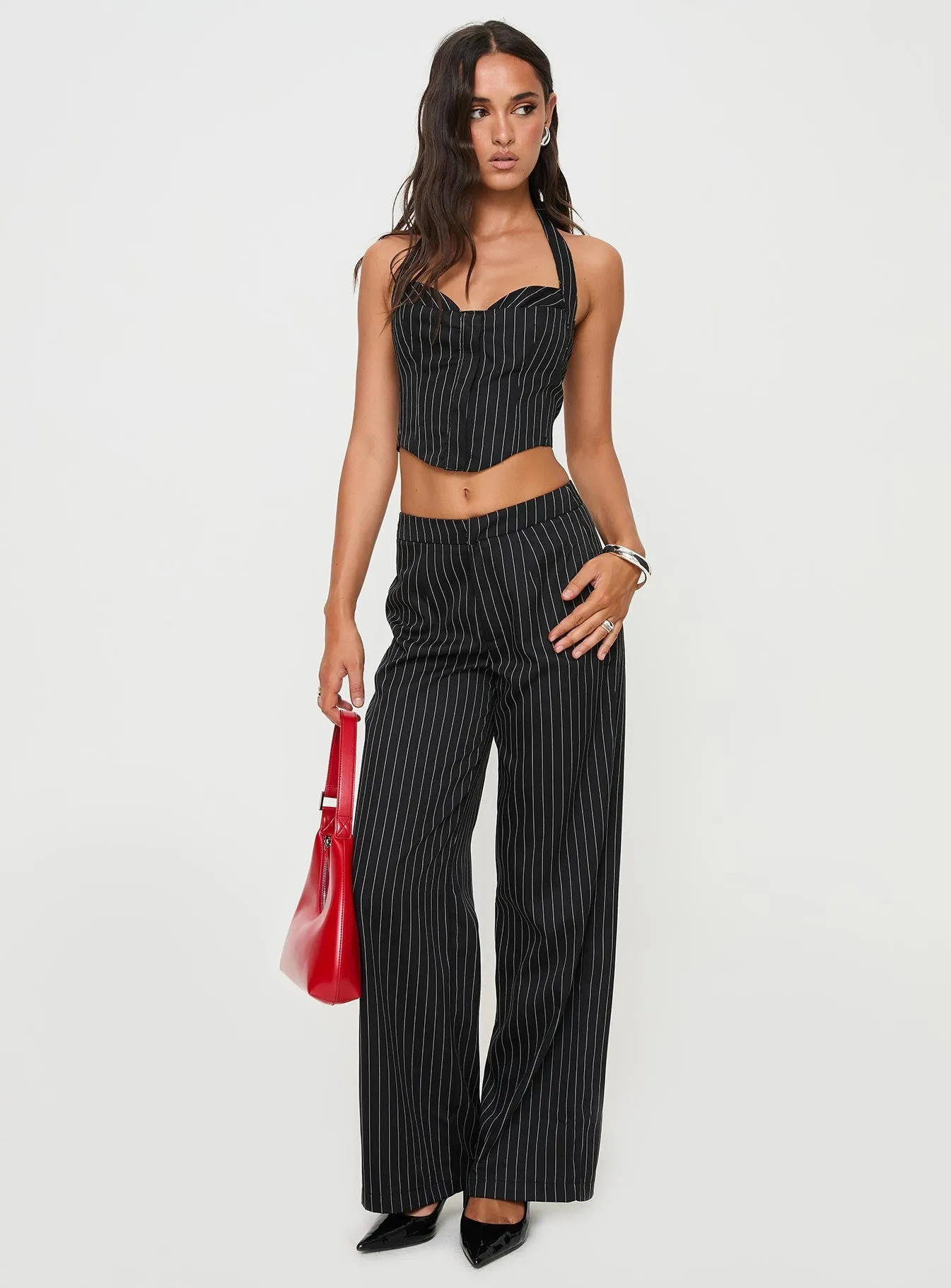 Kimia Top Black / White Pinstripe