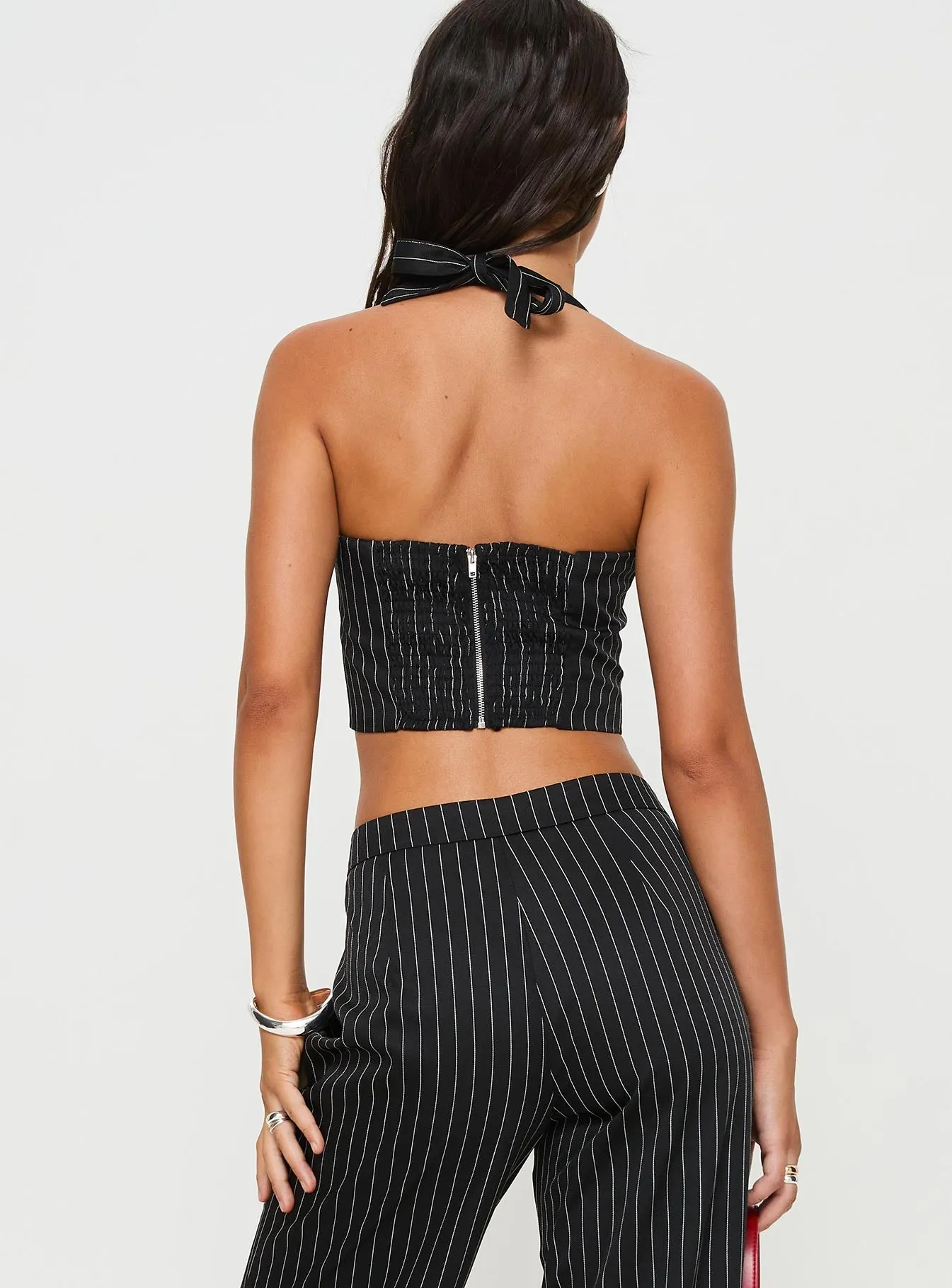 Kimia Top Black / White Pinstripe