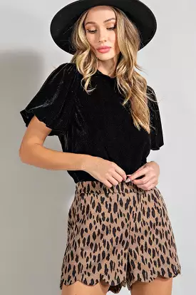 Leopard Scallop Shorts