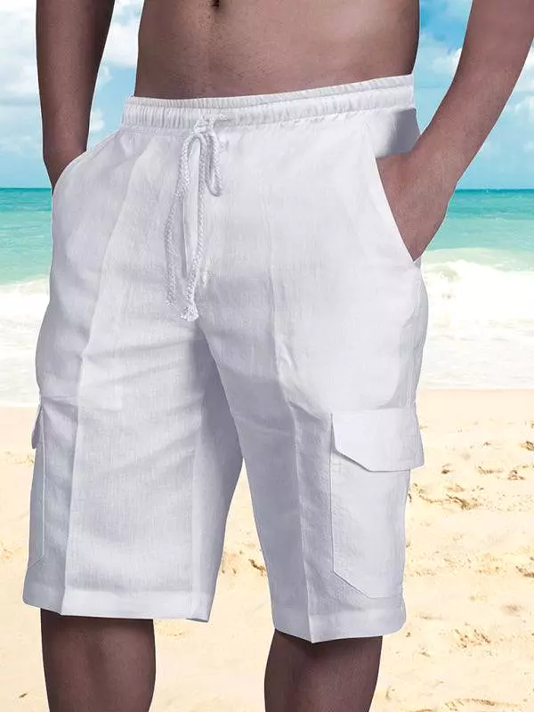 Men Linen Cargo Shorts