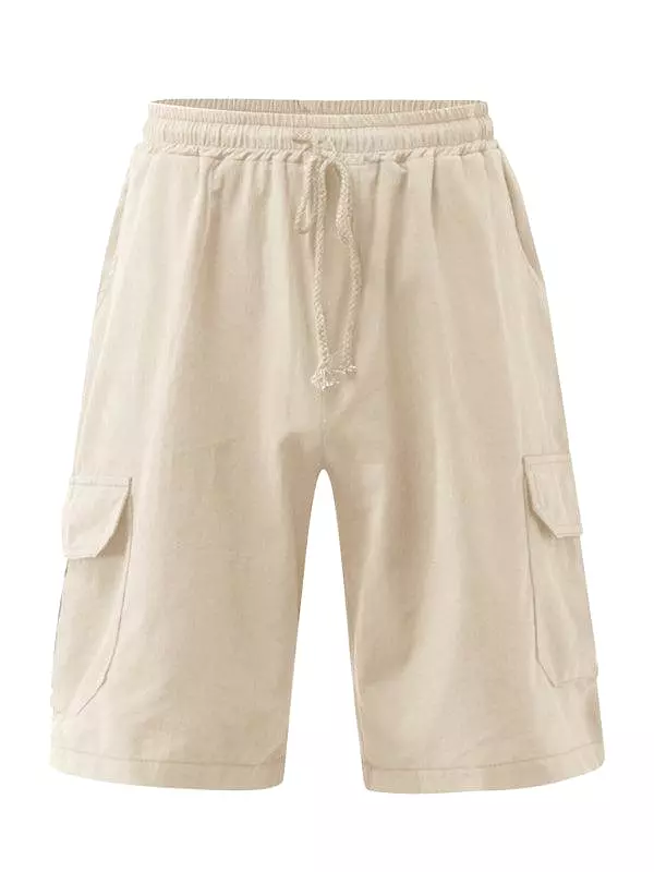 Men Linen Cargo Shorts