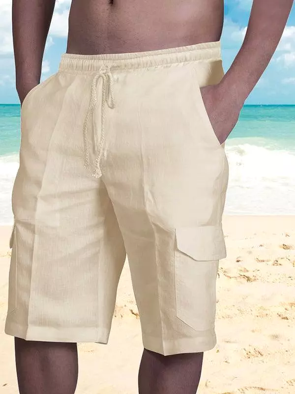 Men Linen Cargo Shorts