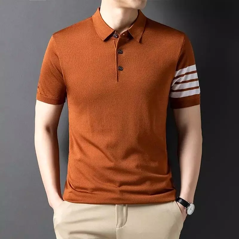 Men Short Sleeve Knitted Polo Shirt