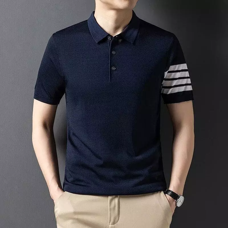 Men Short Sleeve Knitted Polo Shirt