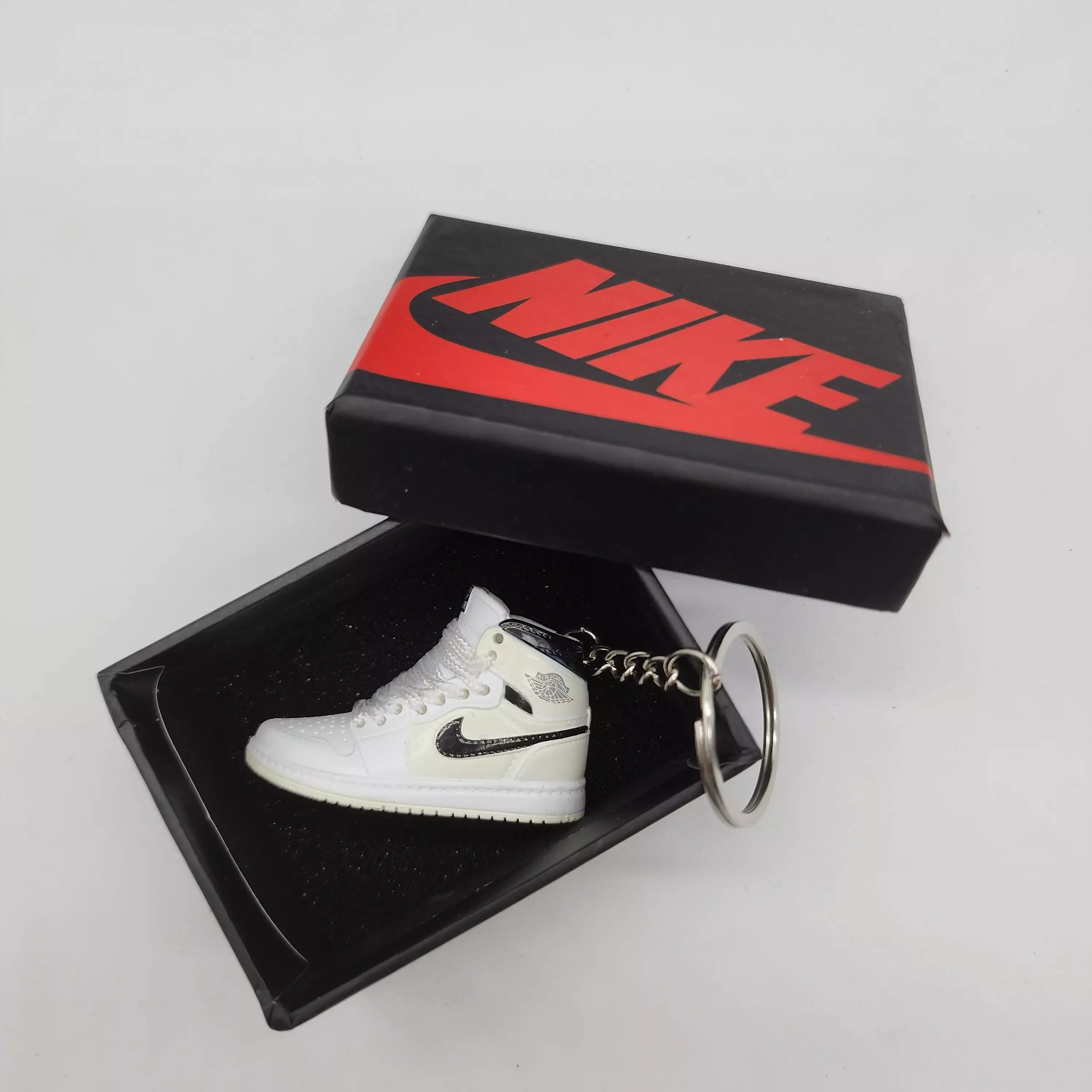 Mini Sneaker Keyring- AJ1 (Cream/ White/ Black)