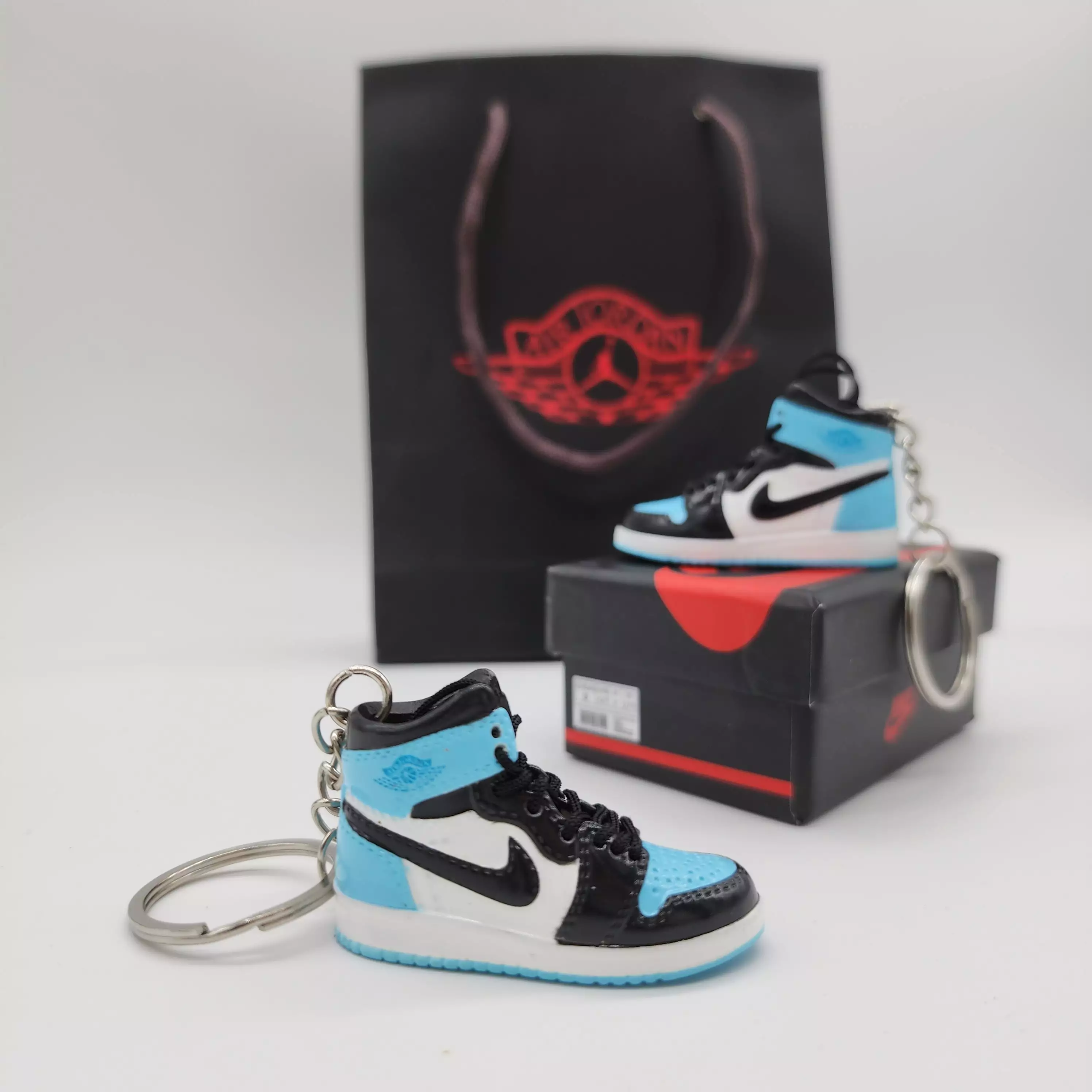 Mini Sneaker Keyring- AJ1 (Lt Blue/ White/ Black)