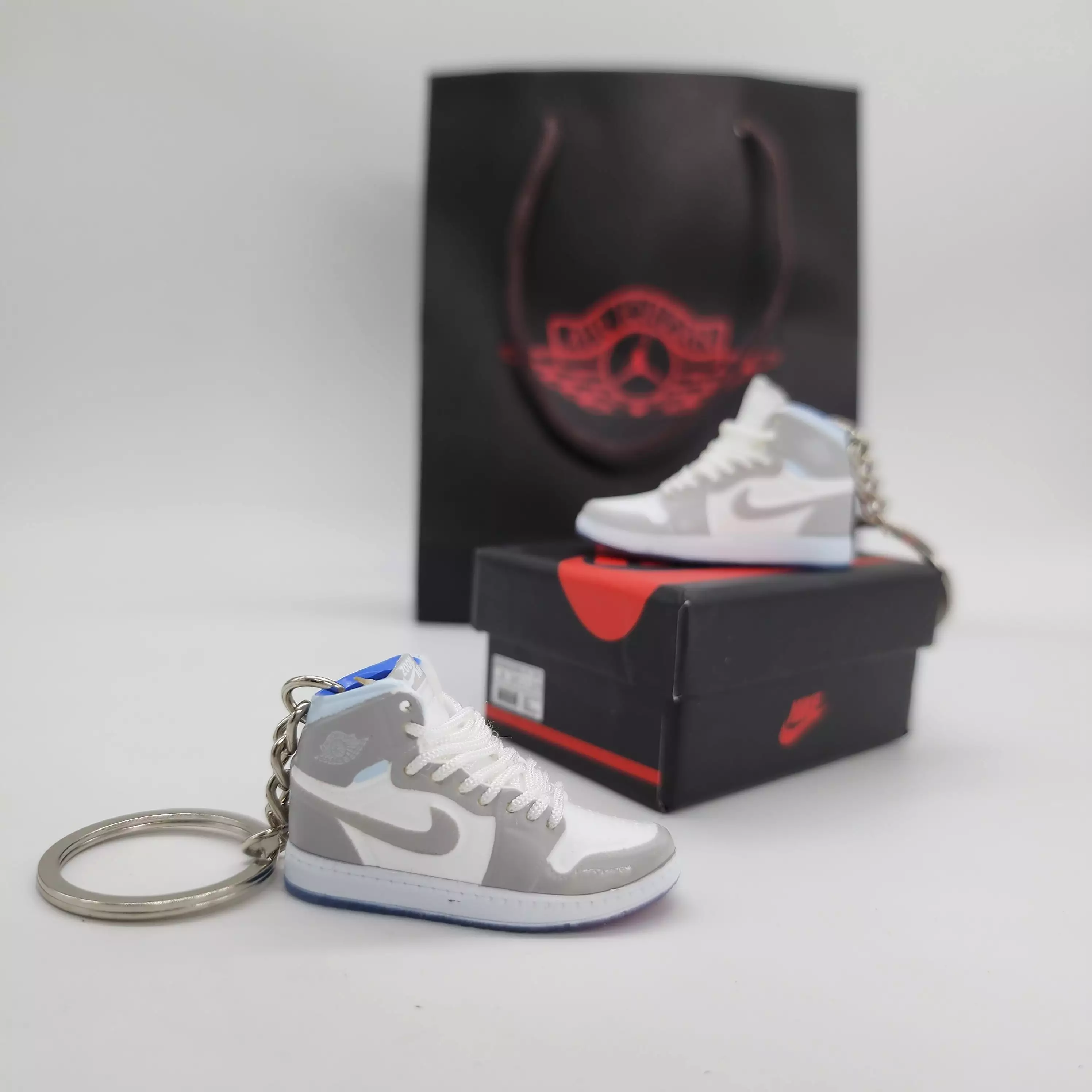 Mini Sneaker Keyring- AJ1 (White/ Grey)