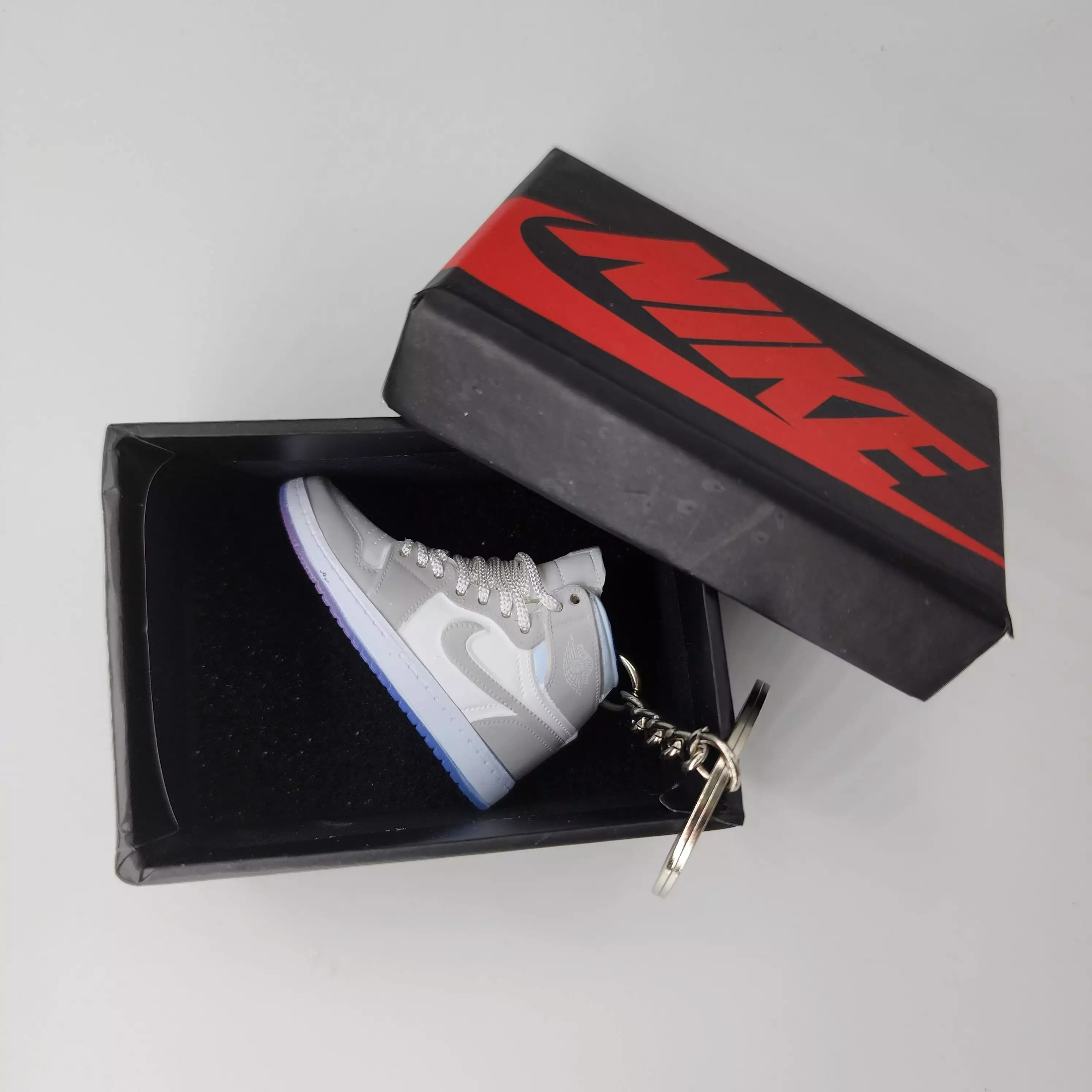 Mini Sneaker Keyring- AJ1 (White/ Grey)