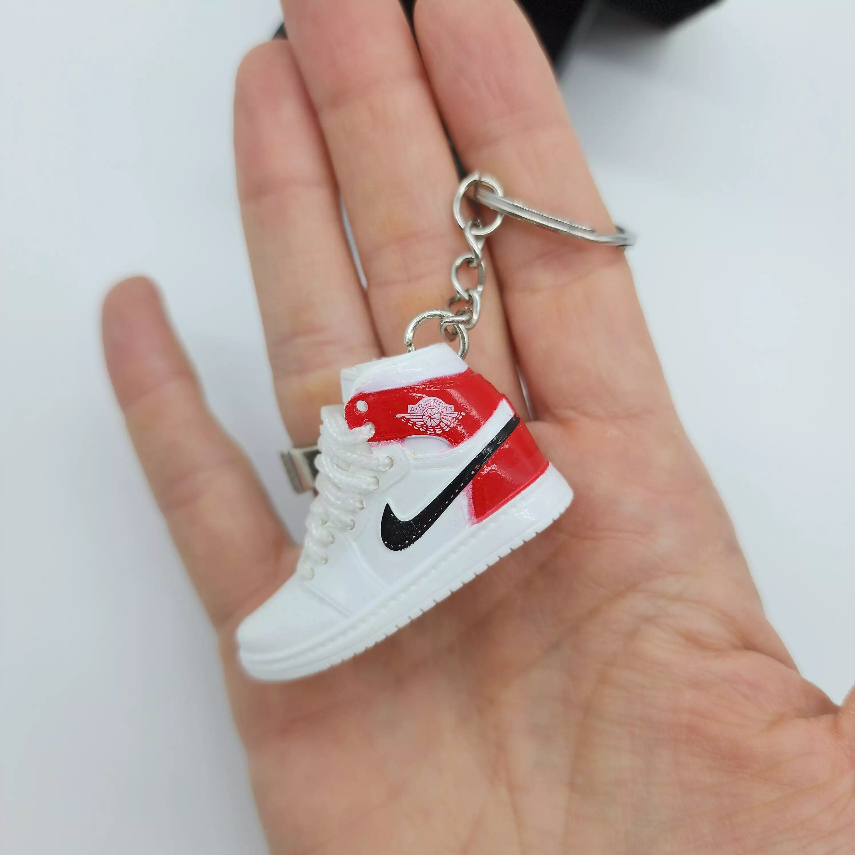 Mini Sneaker Keyring- AJ1 (White/ Red/ Black)