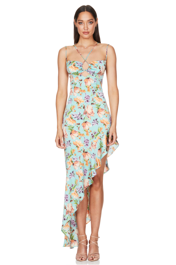 Mint floral Simone maxi